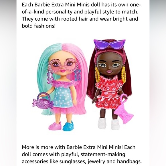 Barbie Extra Mini Minis Doll with Burgundy Hair, Sunglasses & Red Ruffle Dress - Picture 6 of 13